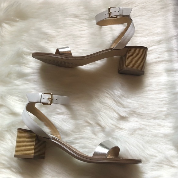 Talbots Shoes - TALBOTS White and Silver Sandals with Block Heel